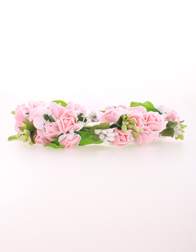 Rochelle Floral Crown in White and Pink